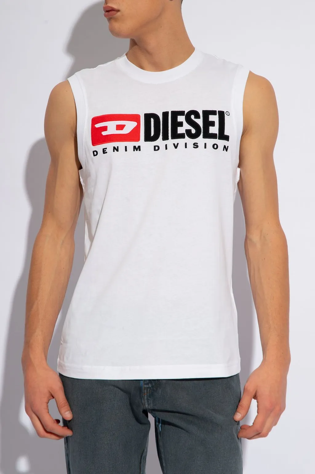 Diesel T-Isco-Div Logo Printed Tank Top