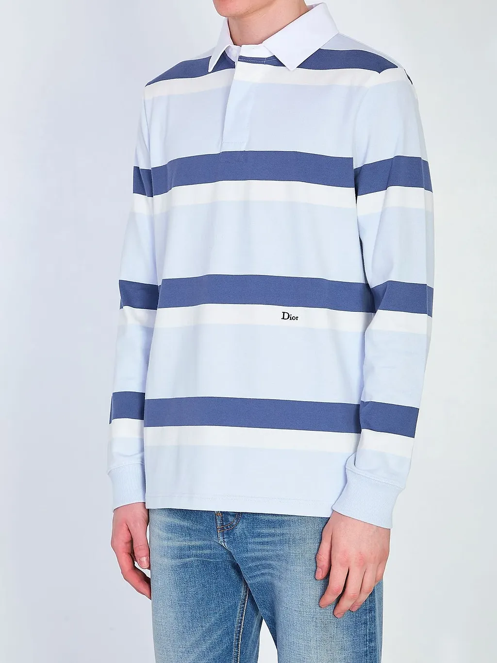 Dior Homme Striped Long Sleeve Polo Shirt