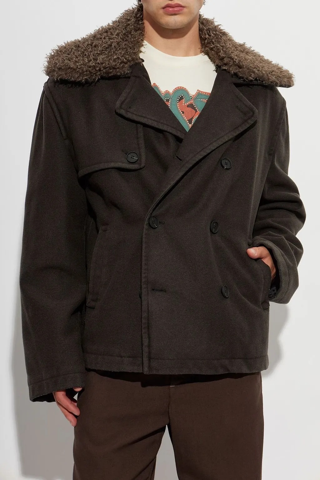 Diesel W Jake Qmch Shearling Collar Coat