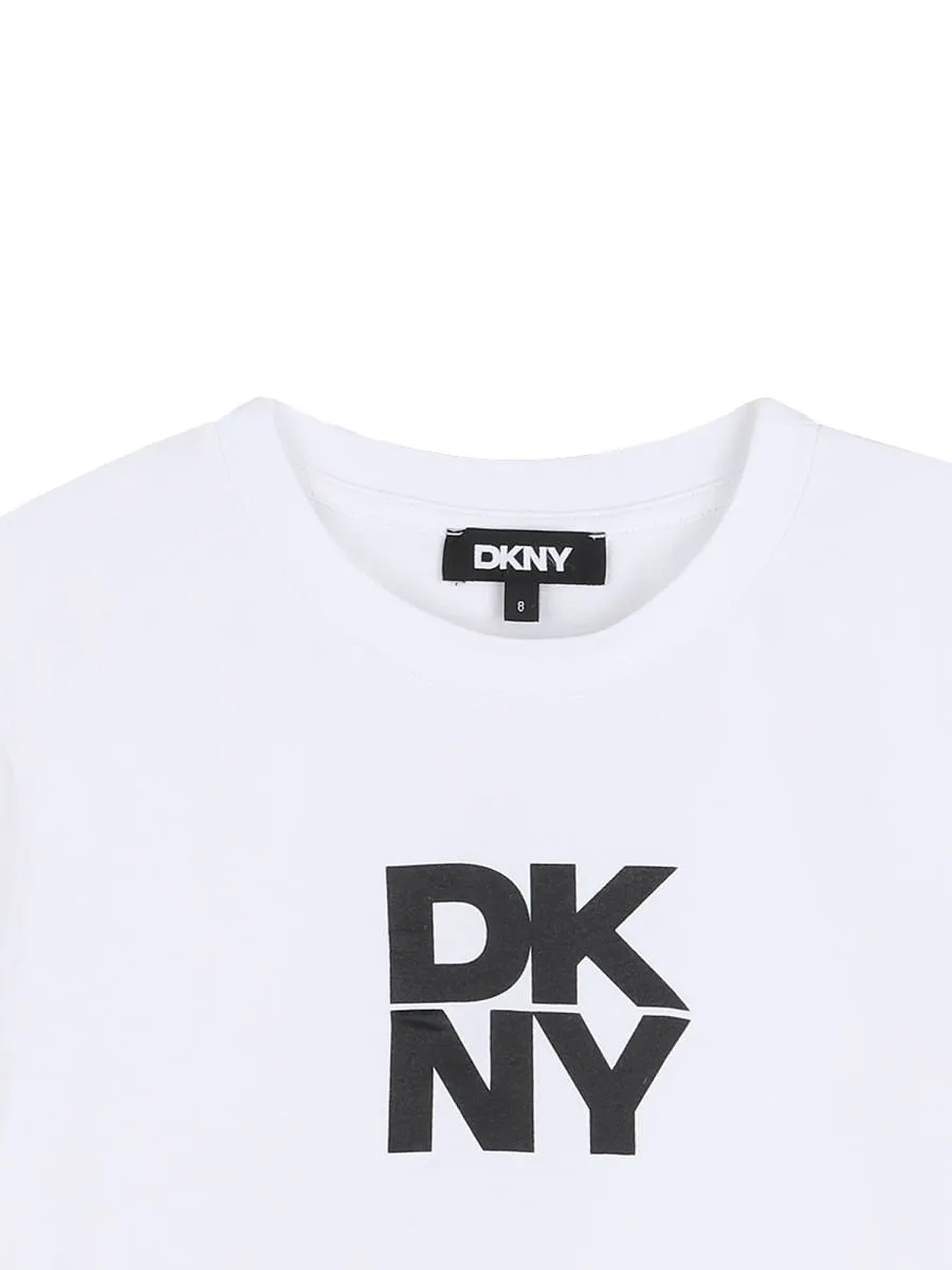 Dkny Kids Logo Crop Top And Leggings Suit