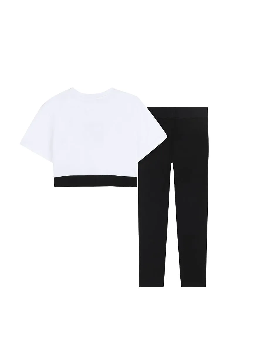 Dkny Kids Logo Crop Top And Leggings Suit