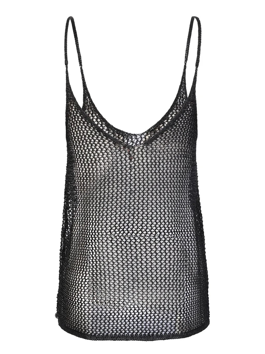 Open Knit Metallic Tank Top