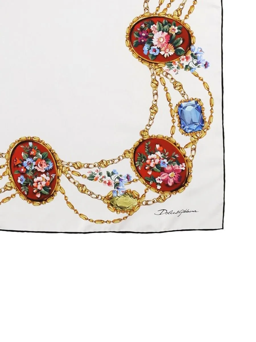 Dolce & Gabbana Small Floral-Printed Twill Scarf