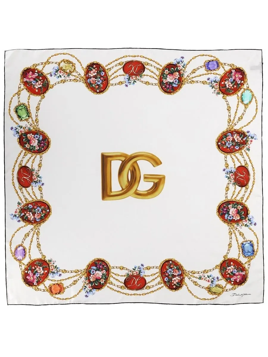 Dolce & Gabbana Small Floral-Printed Twill Scarf