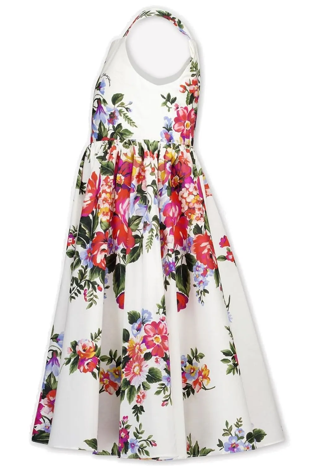Flower Bouquet-Printed Poplin Dress