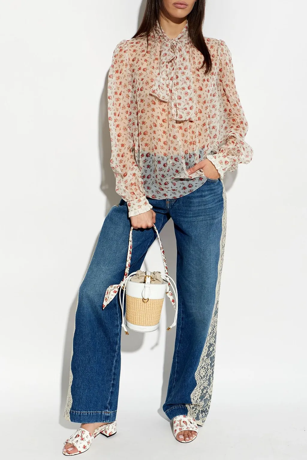 Dolce & Gabbana Floral Block-Heel Mules
