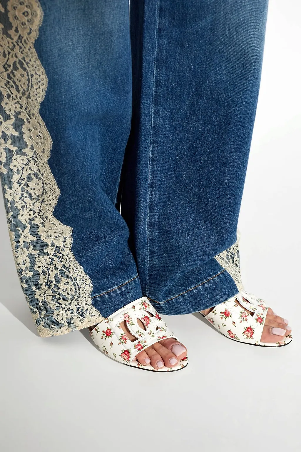 Dolce & Gabbana Floral Block-Heel Mules