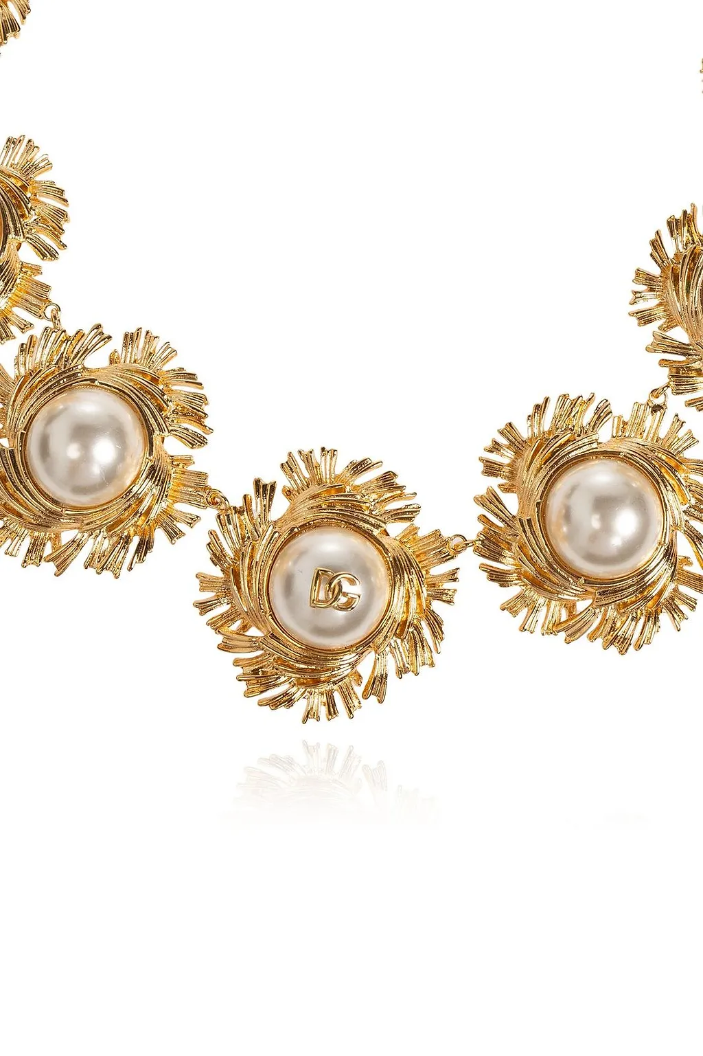 Dolce & Gabbana Floral Pearl Short Necklace
