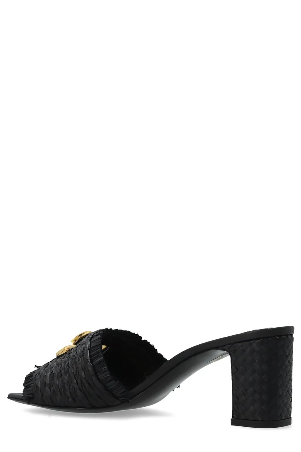 Dolce & Gabbana Logo Raffia Heeled Mules