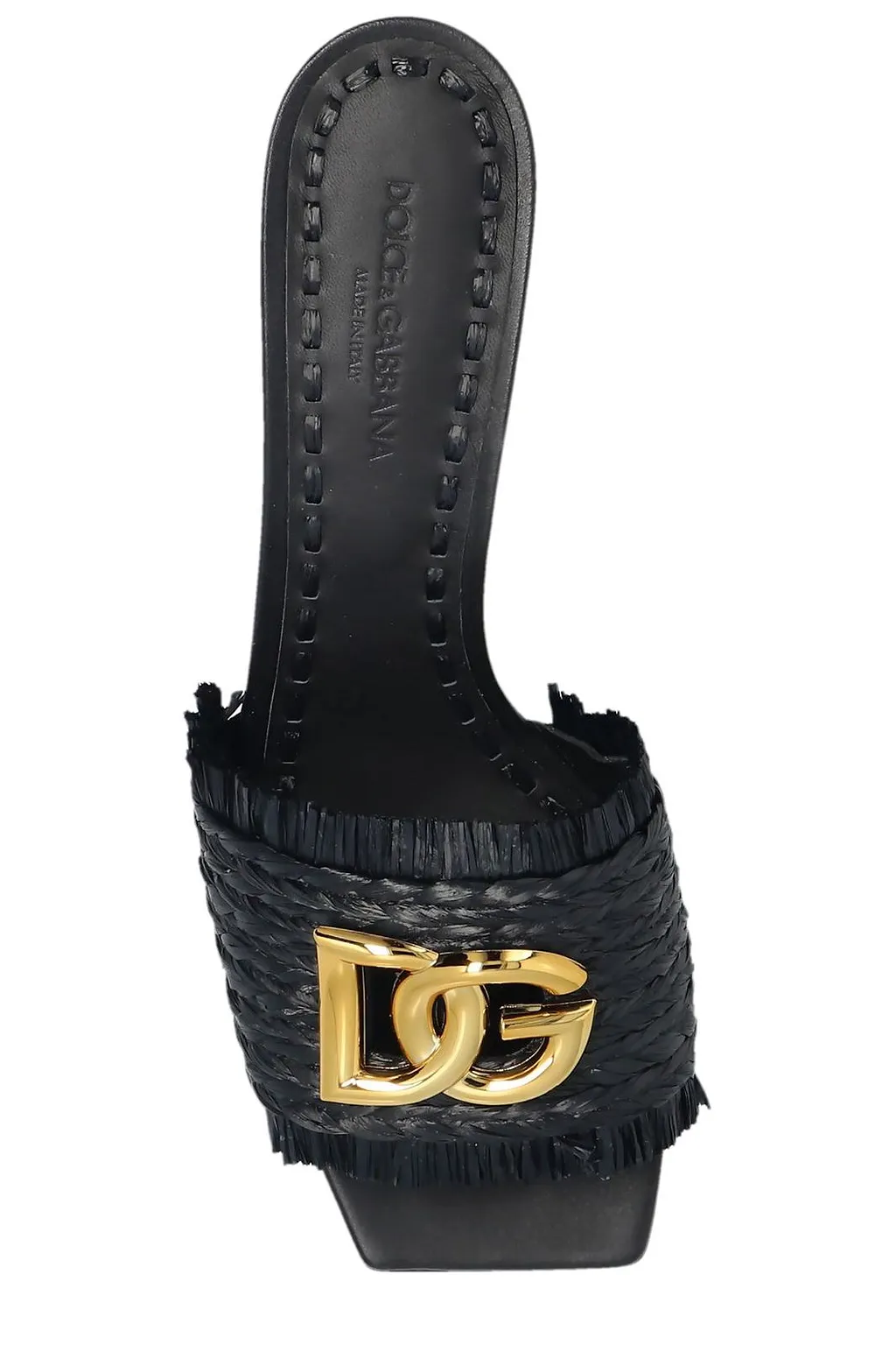 Dolce & Gabbana Logo Raffia Heeled Mules