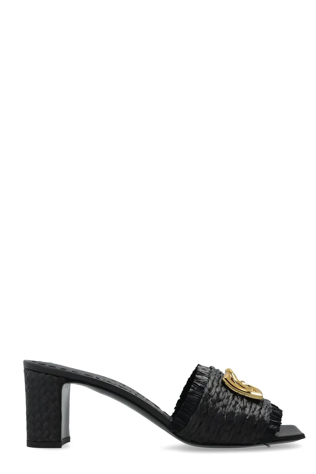 Dolce & Gabbana Logo Raffia Heeled Mules