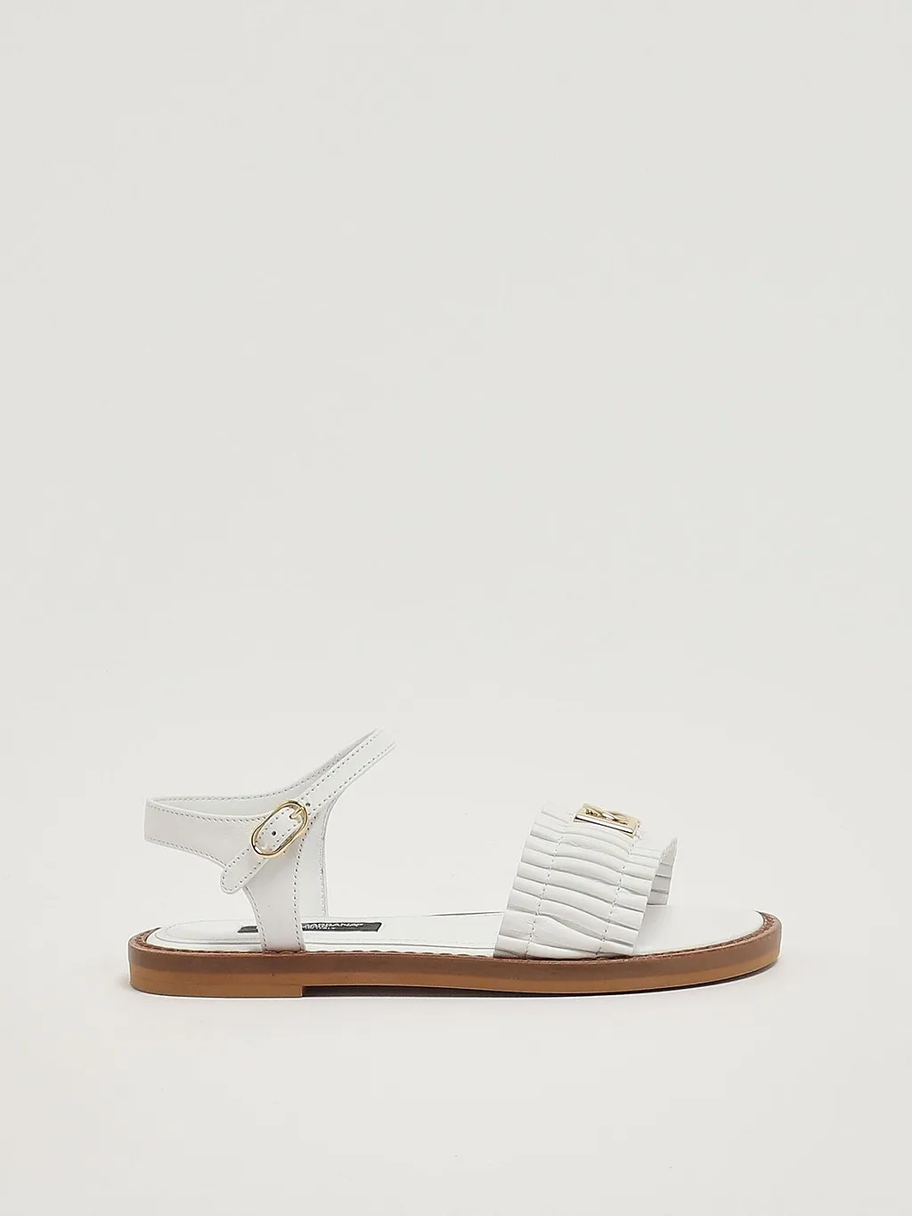 Dolce & Gabbana Kids Ruffle Detailed Logo Plaque Sandals