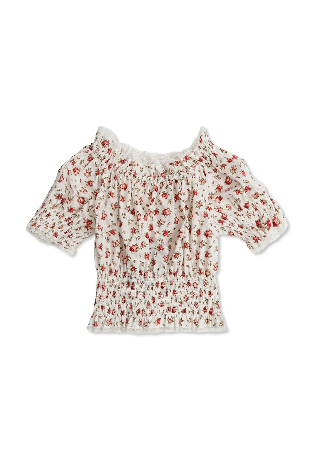 Dolce & Gabbana Kids Shirred Floral Printed Top