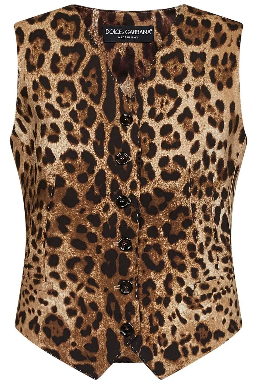Dolce & Gabbana Leopard Printed V-Neck Gilet