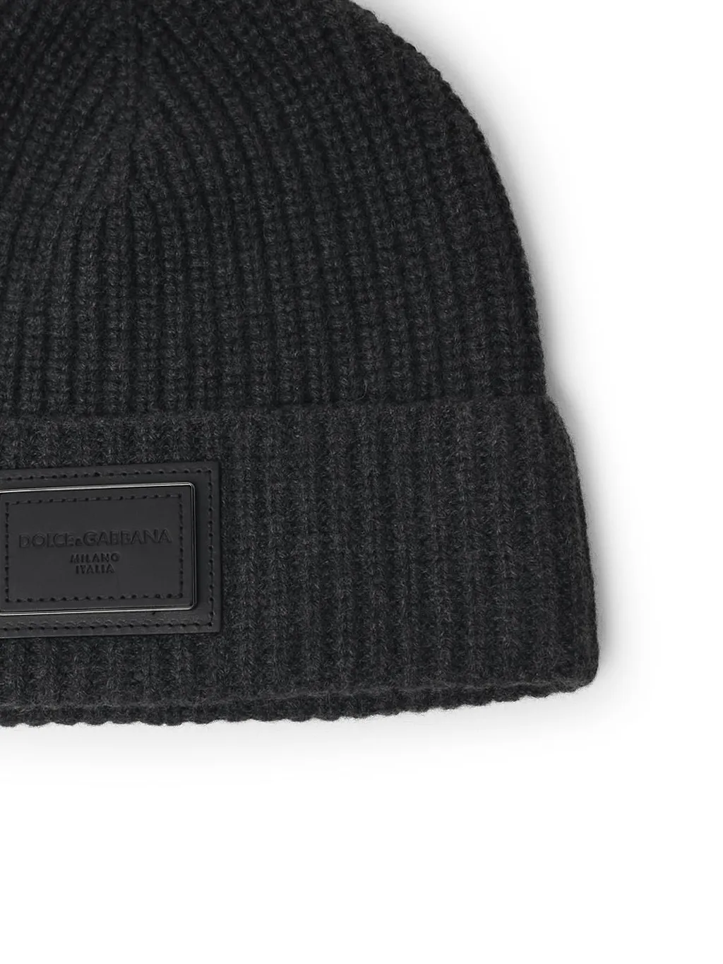 Dolce & Gabbana Ribbed Logo-Patch Beanie Hat