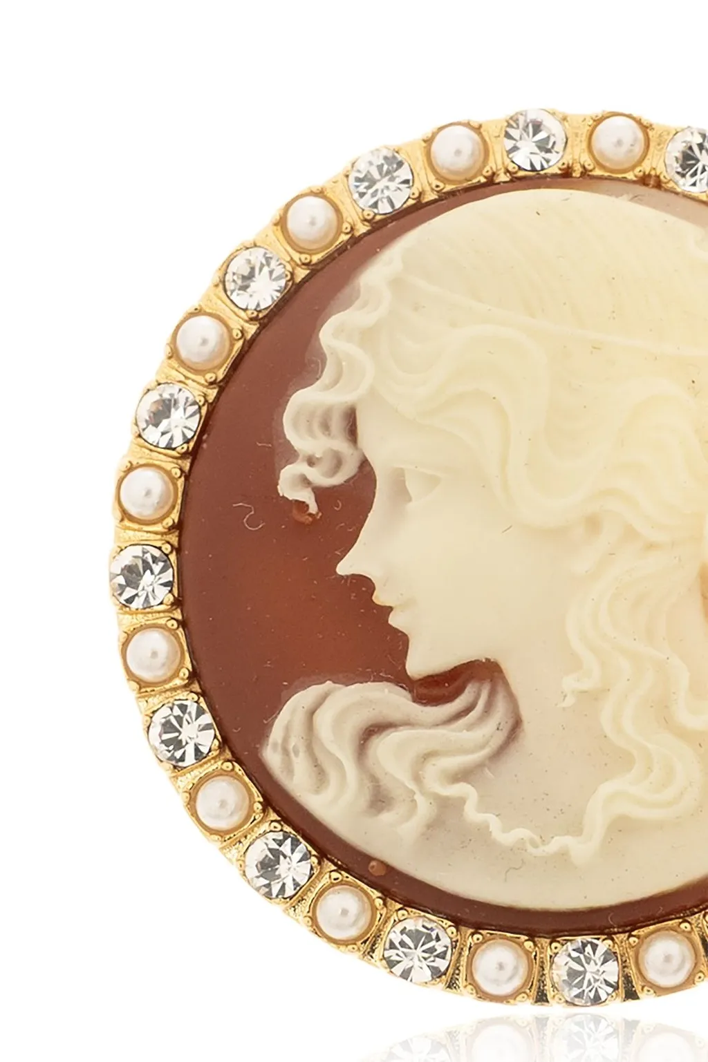 Dolce & Gabbana Round Embellished Cameo Brooch