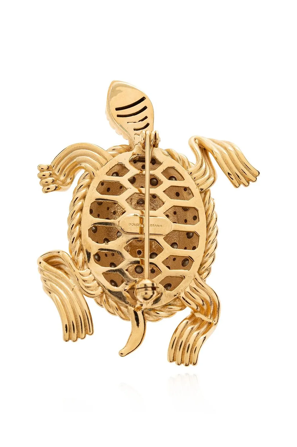 Turtle-Shaped Embellished Brooch