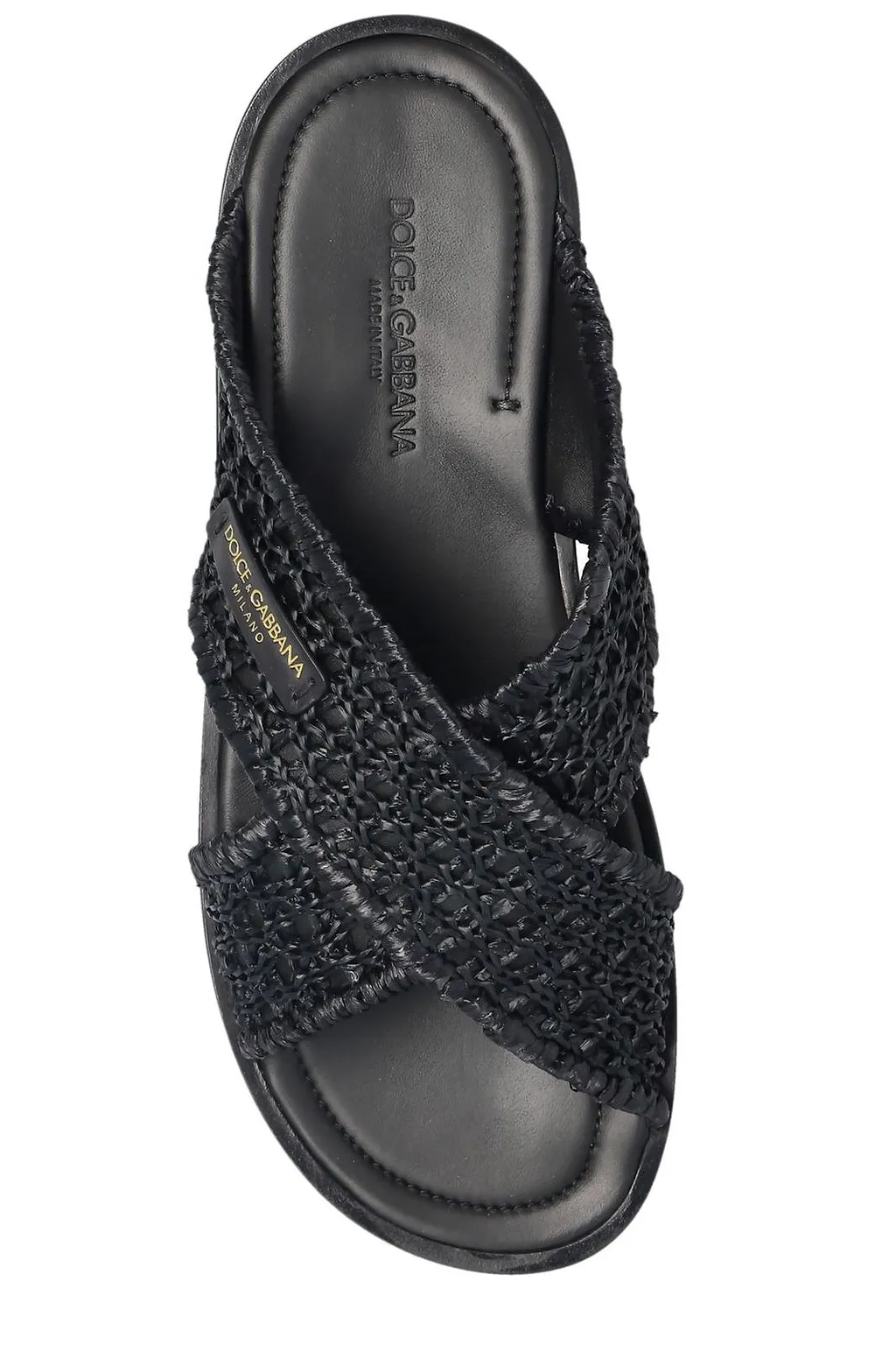 Dolce & Gabbana Woven Cross-Strap Slides