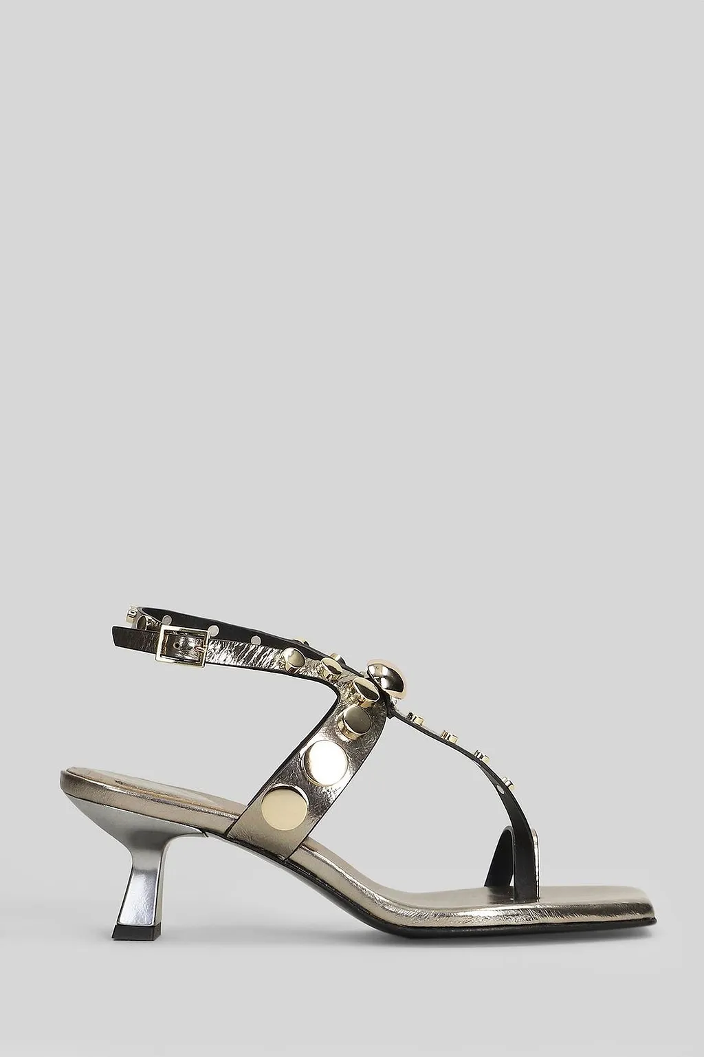 Donnarì Stud Embellished Kitten-Heel Buckled Sandals