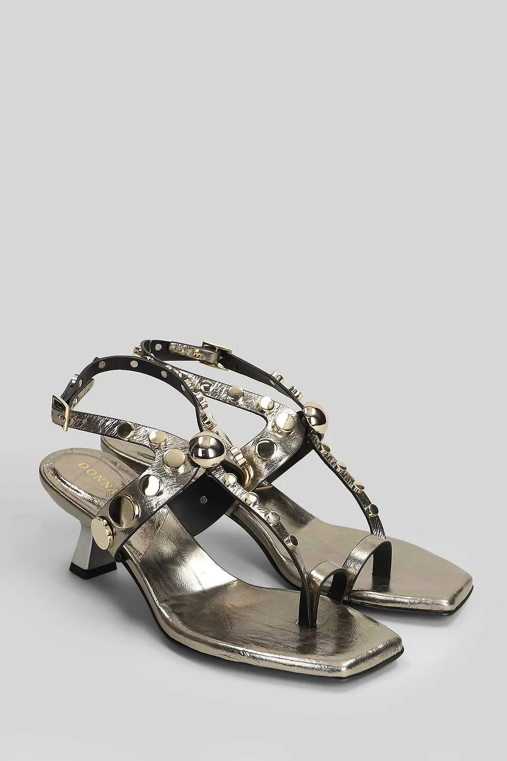 Donnarì Stud Embellished Kitten-Heel Buckled Sandals