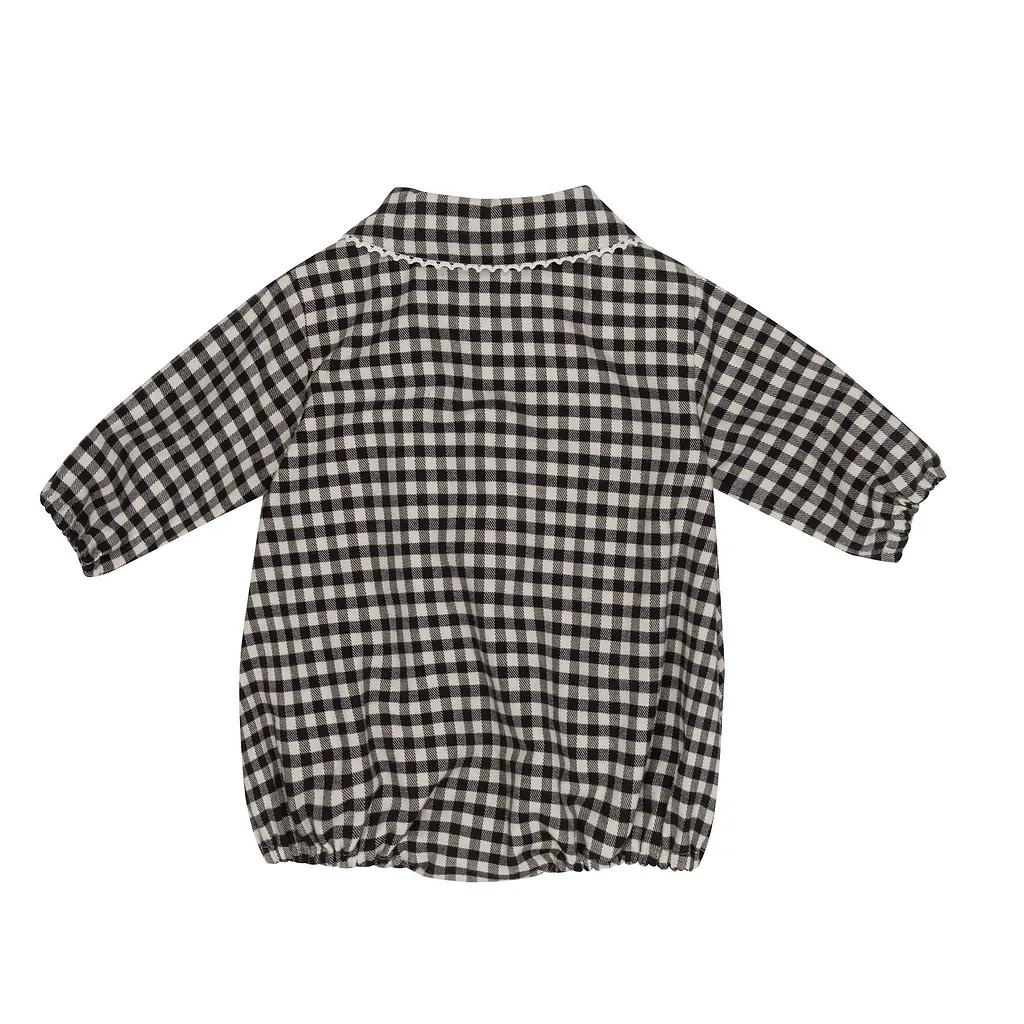 Douuod Kids Button Detailed Checked Rompers