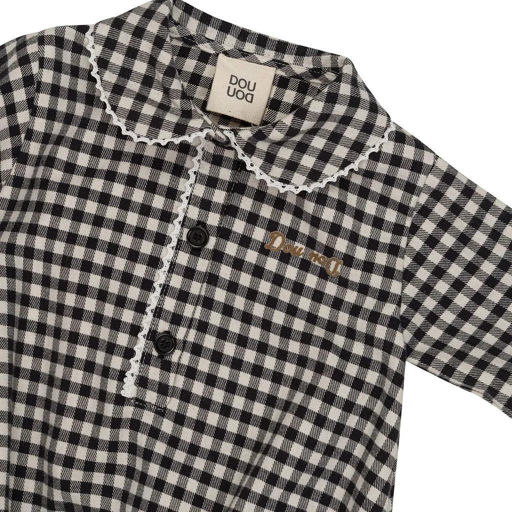Douuod Kids Button Detailed Checked Rompers
