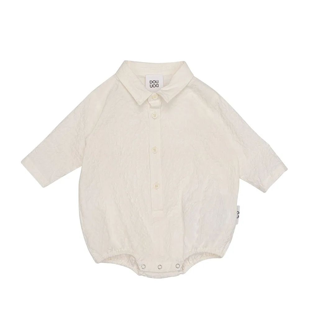 Douuod Kids Button Detailed Crinkled Rompers