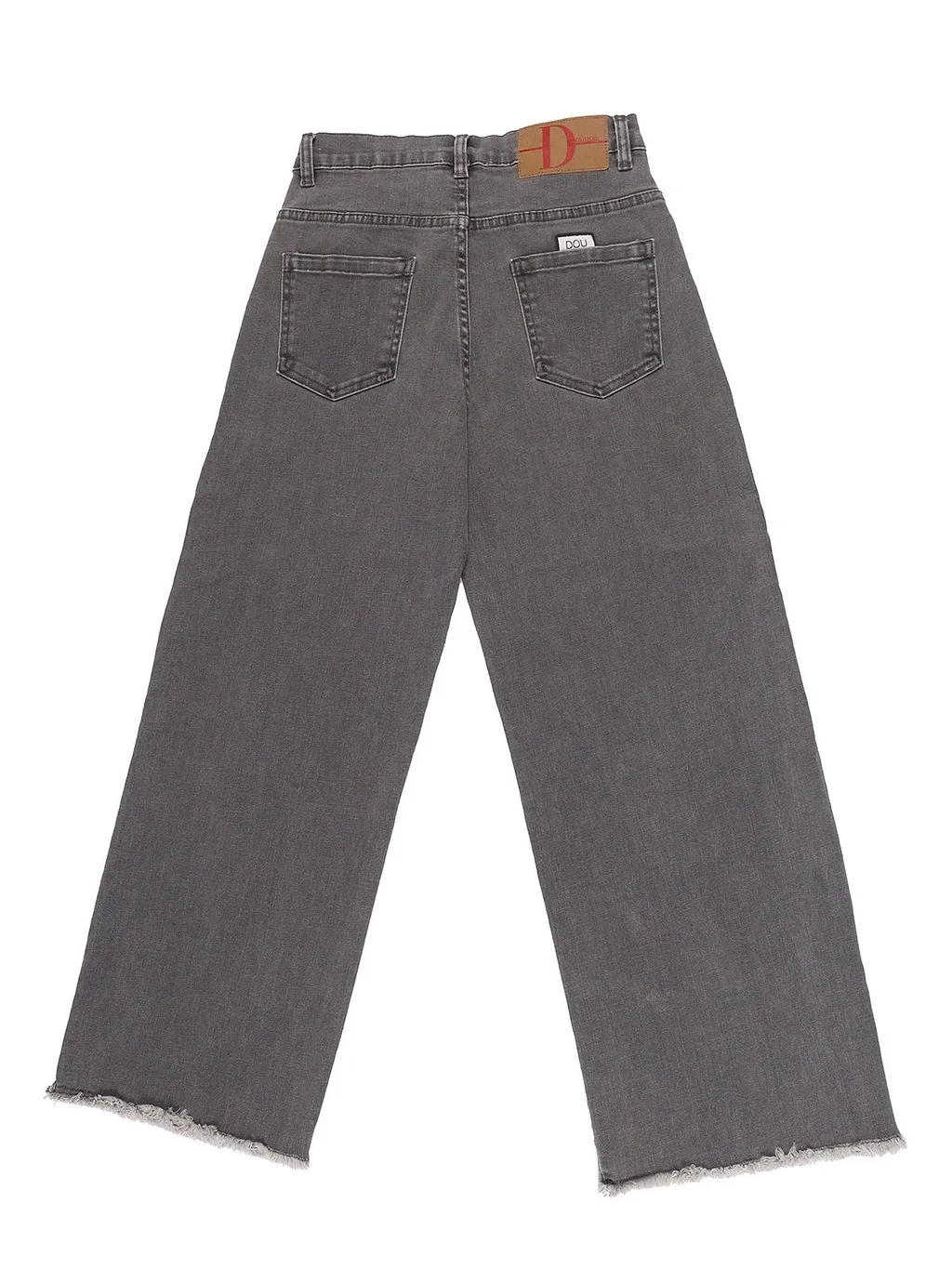 Douuod Kids Logo Patch Frayed Hem Jeans