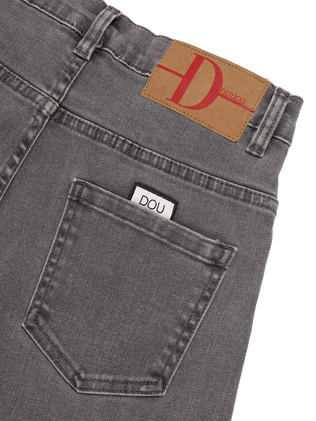 Douuod Kids Logo Patch Frayed Hem Jeans