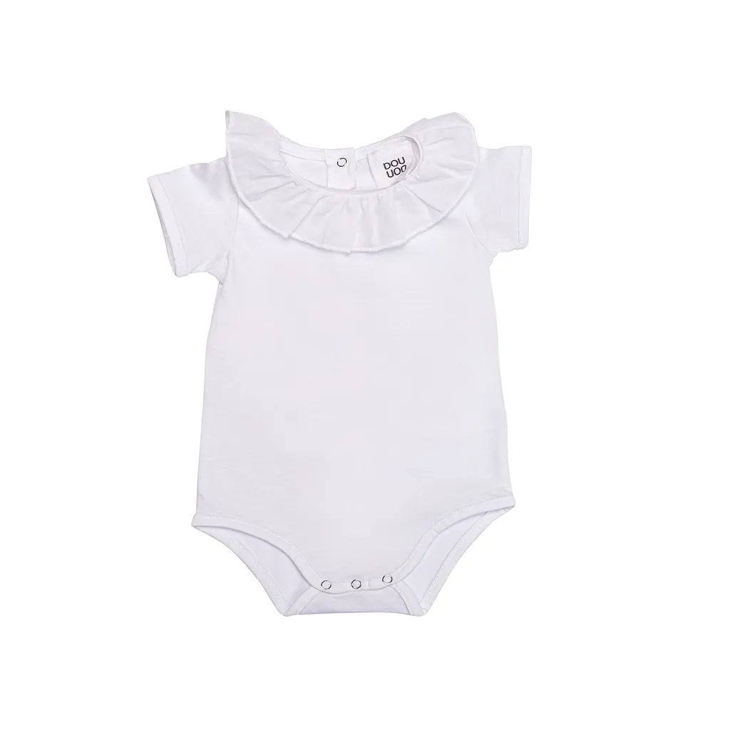 Douuod Kids Ruffle Detailed Short-Sleeved Rompers