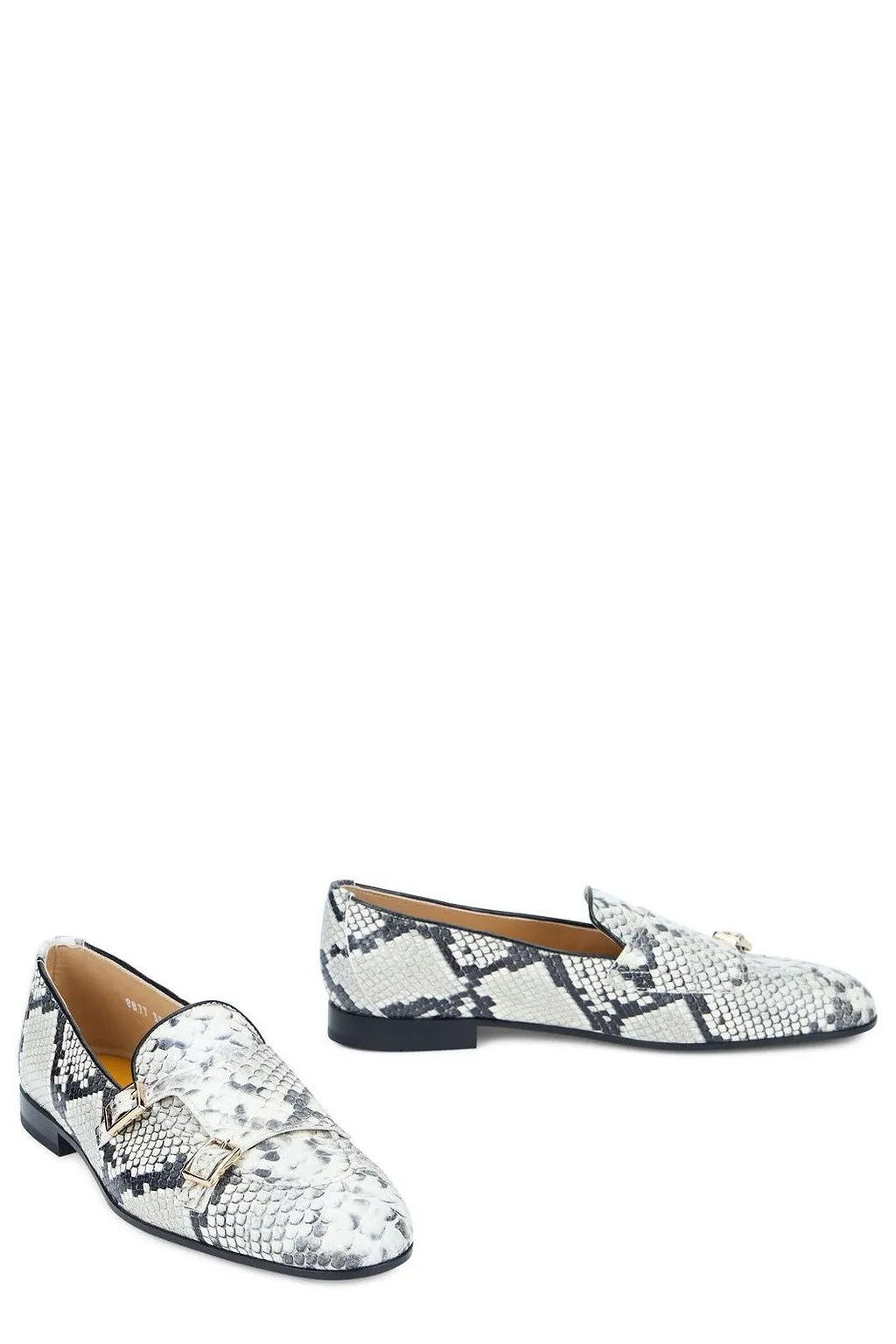 Doucal's Snake-Print Monk Shoes