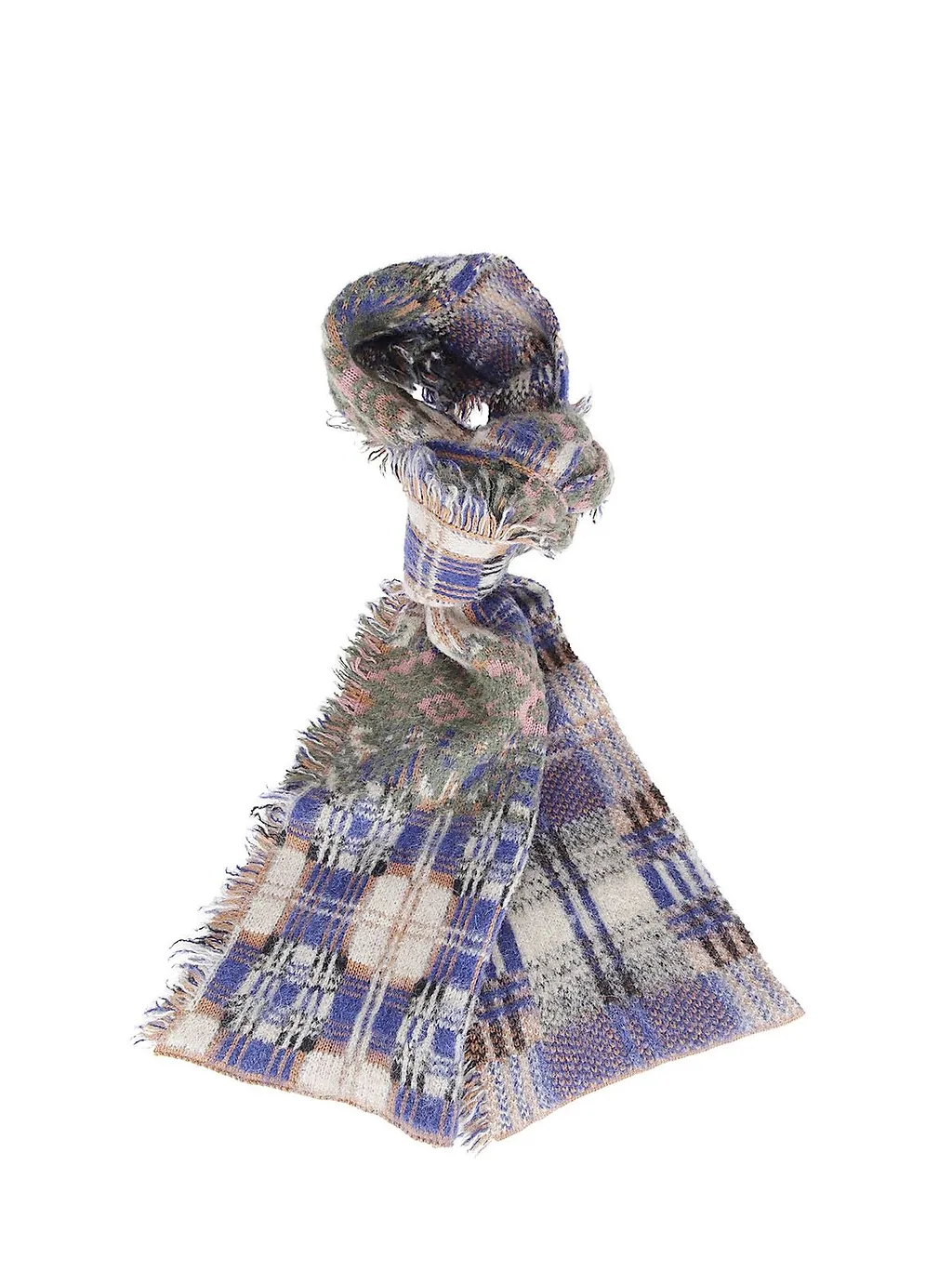 Dries Van Noten Teepee Checked Fringed Scarf