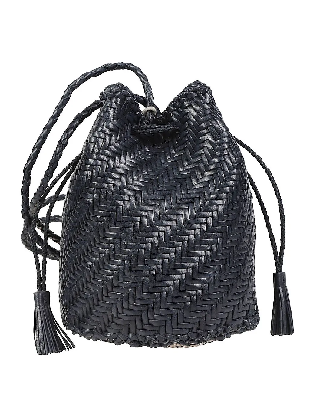 Woven Drawstring Bucket Bag
