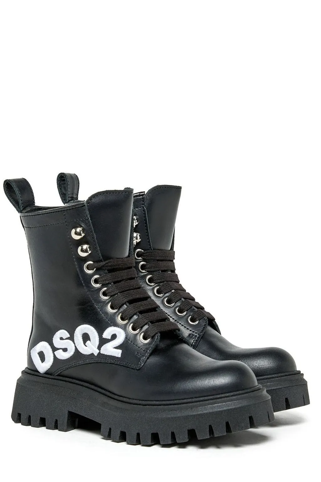 Dsquared2 Kids Logo Embroidered Lace-Up Boots