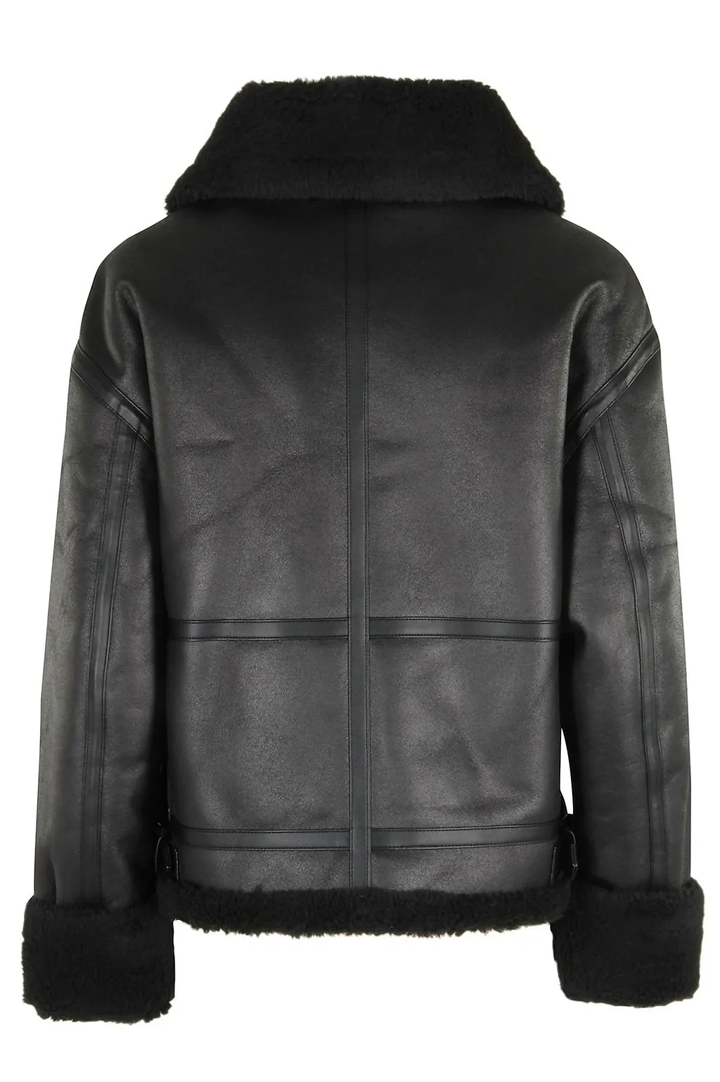 Shearling-Trimmed Loose Fit Jacket