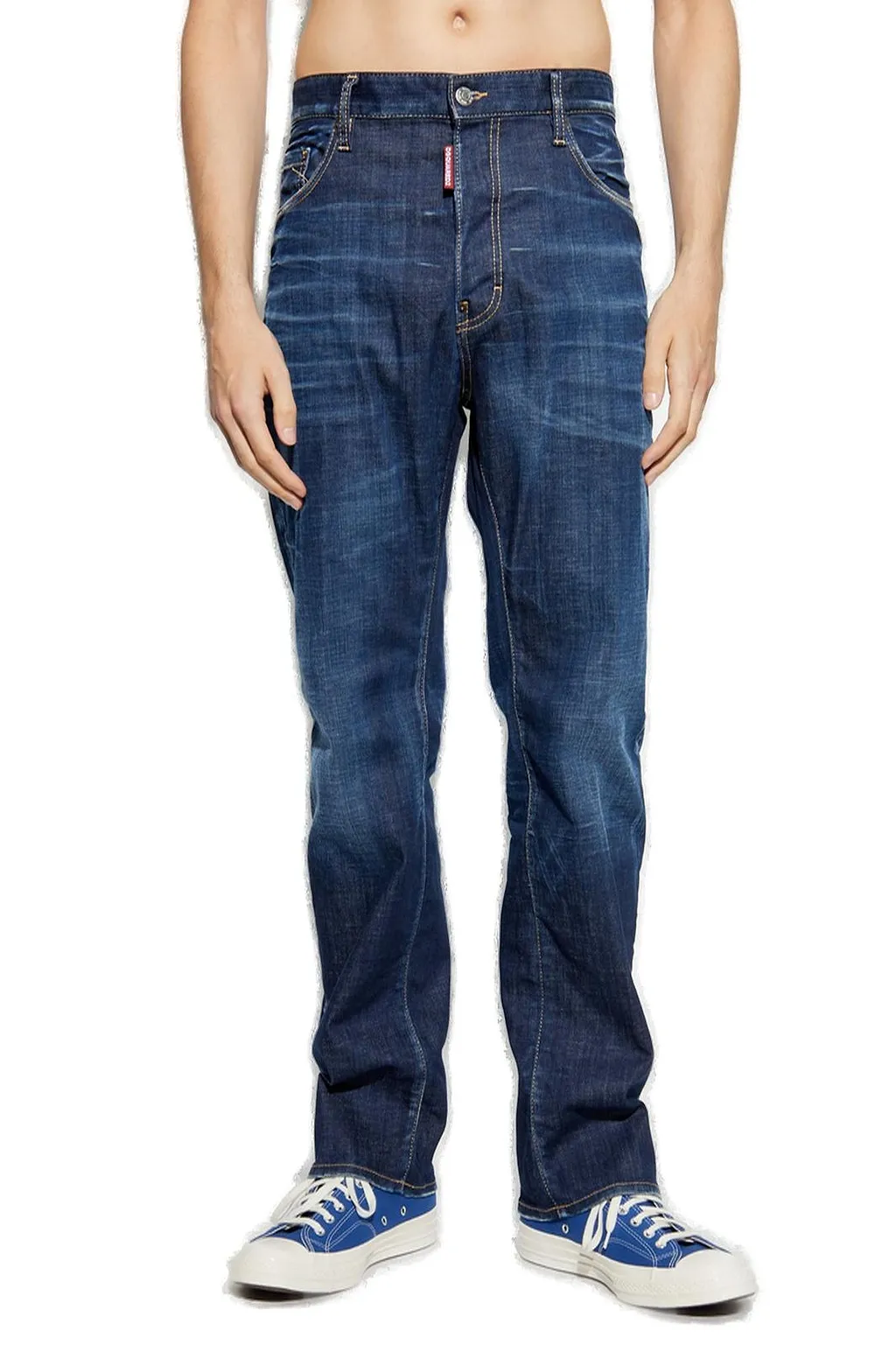 Dsquared2 Logo Patch Straight-Leg Jeans