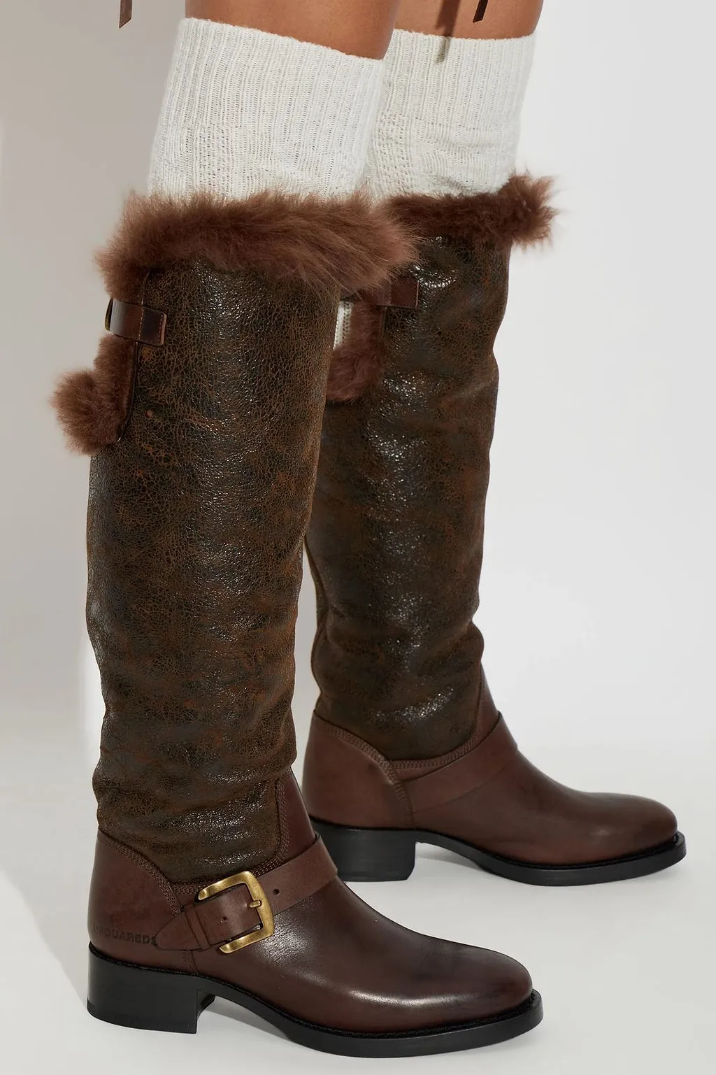 Dsquared2 Shearling Trim Heeled Boots