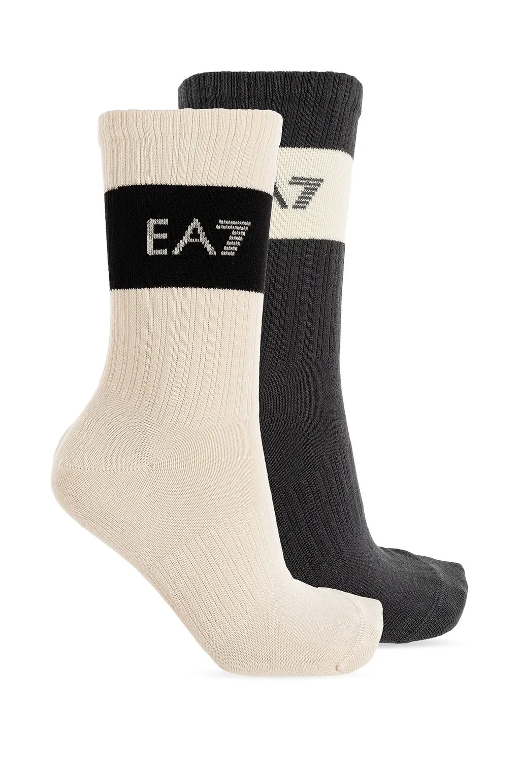 Ea7 Emporio Armani Two Pack Logo Intarsia Knit Socks
