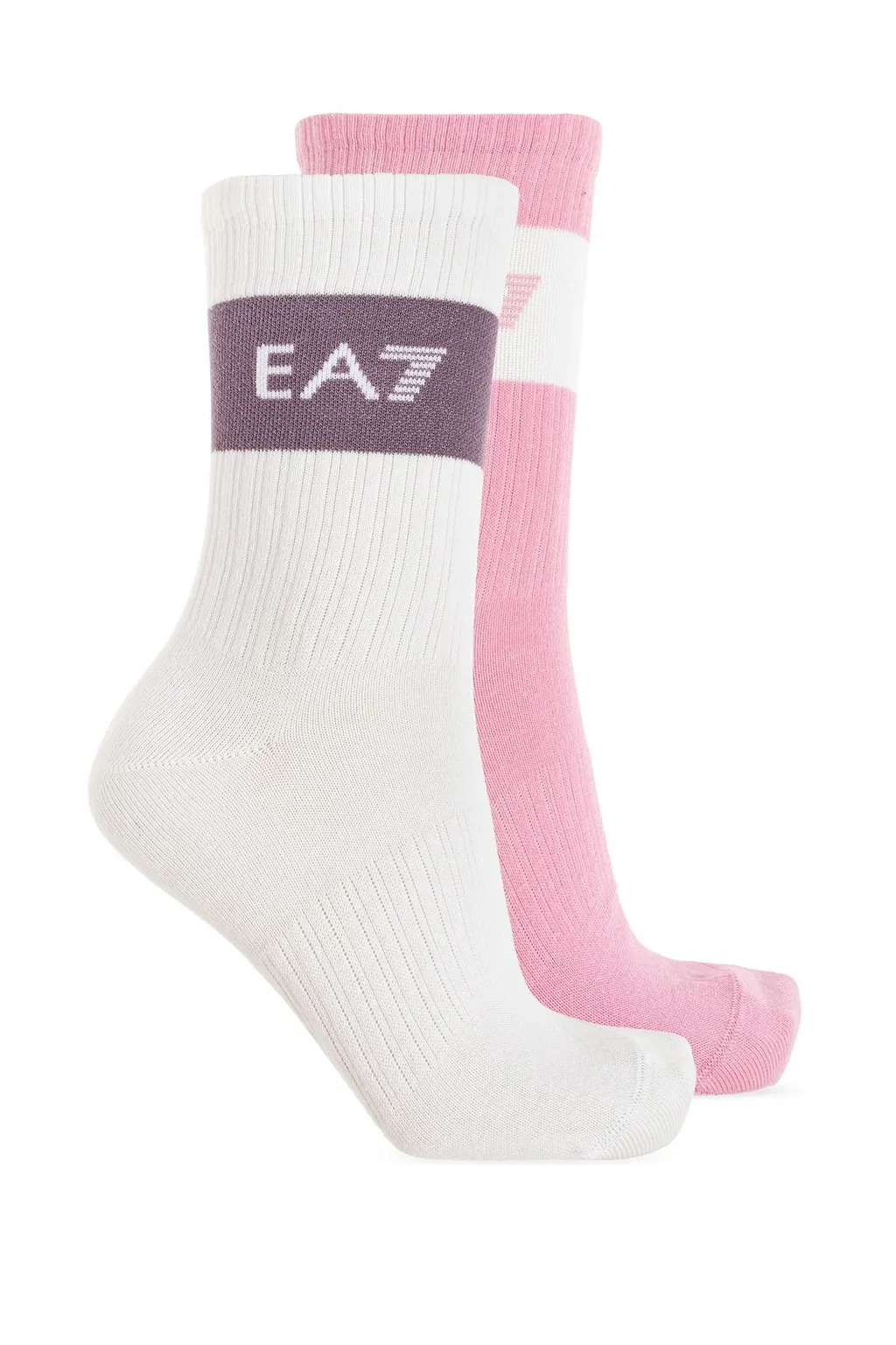 Ea7 Emporio Armani Two Pack Logo Intarsia Knit Socks