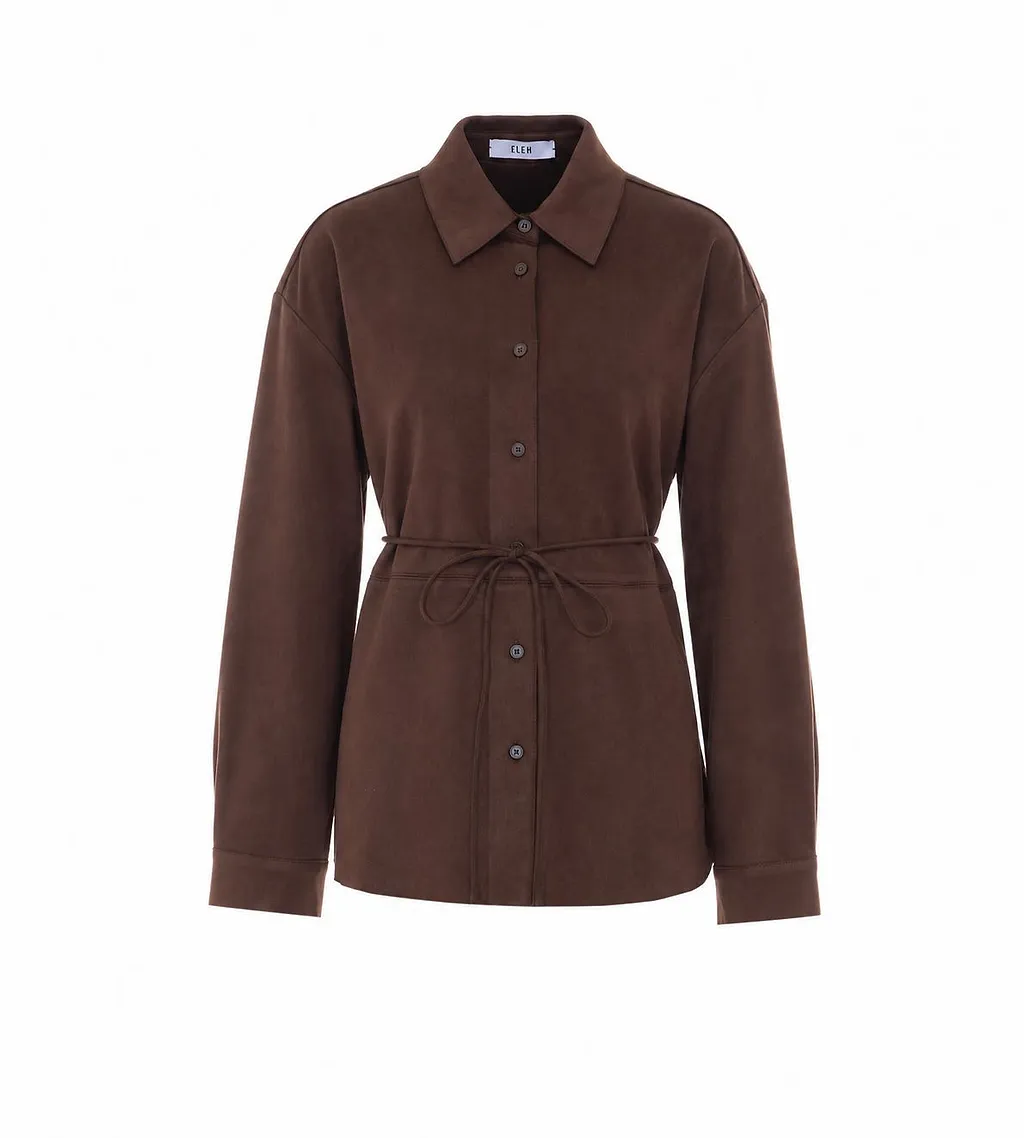Eleh Belted Suede-Effect Shirt