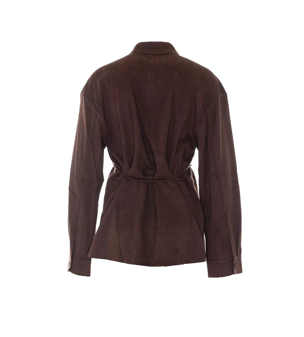 Eleh Belted Suede-Effect Shirt