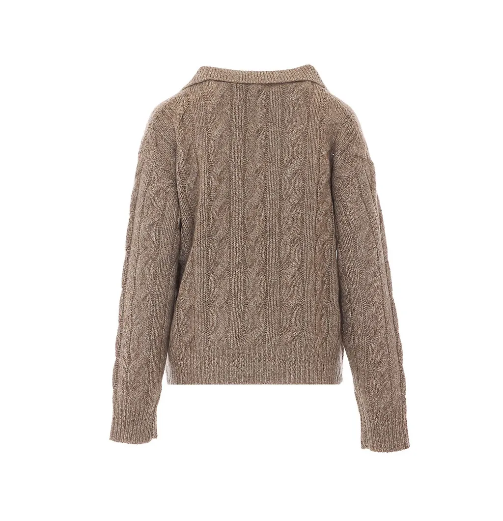 Eleh Cable Knit Collared Knitted Sweater