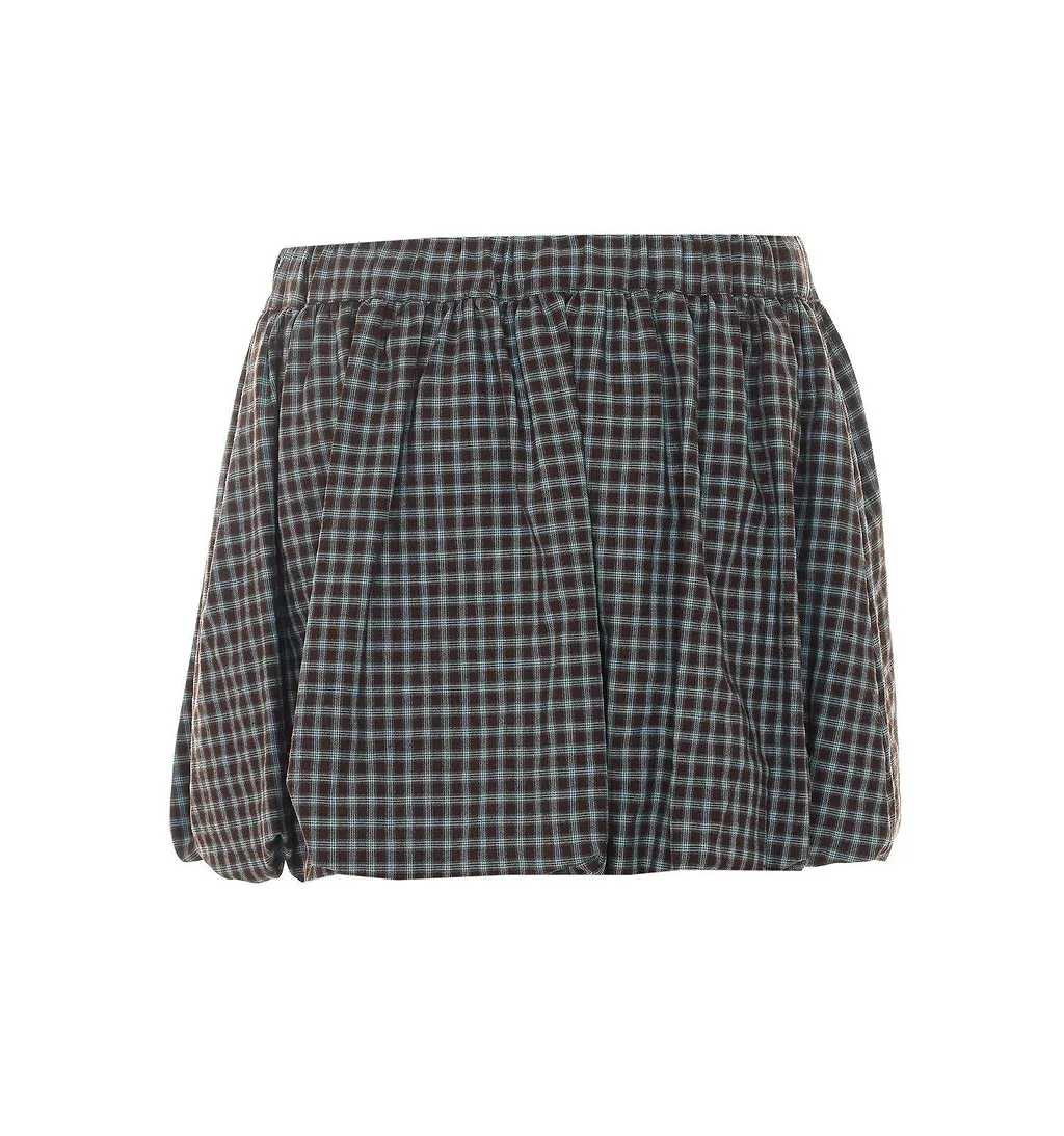 Checked Balloon Skirt