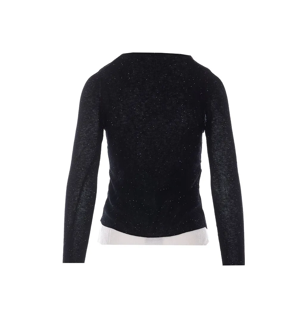 Eleh Contrast Trim Sequined Knitted Top