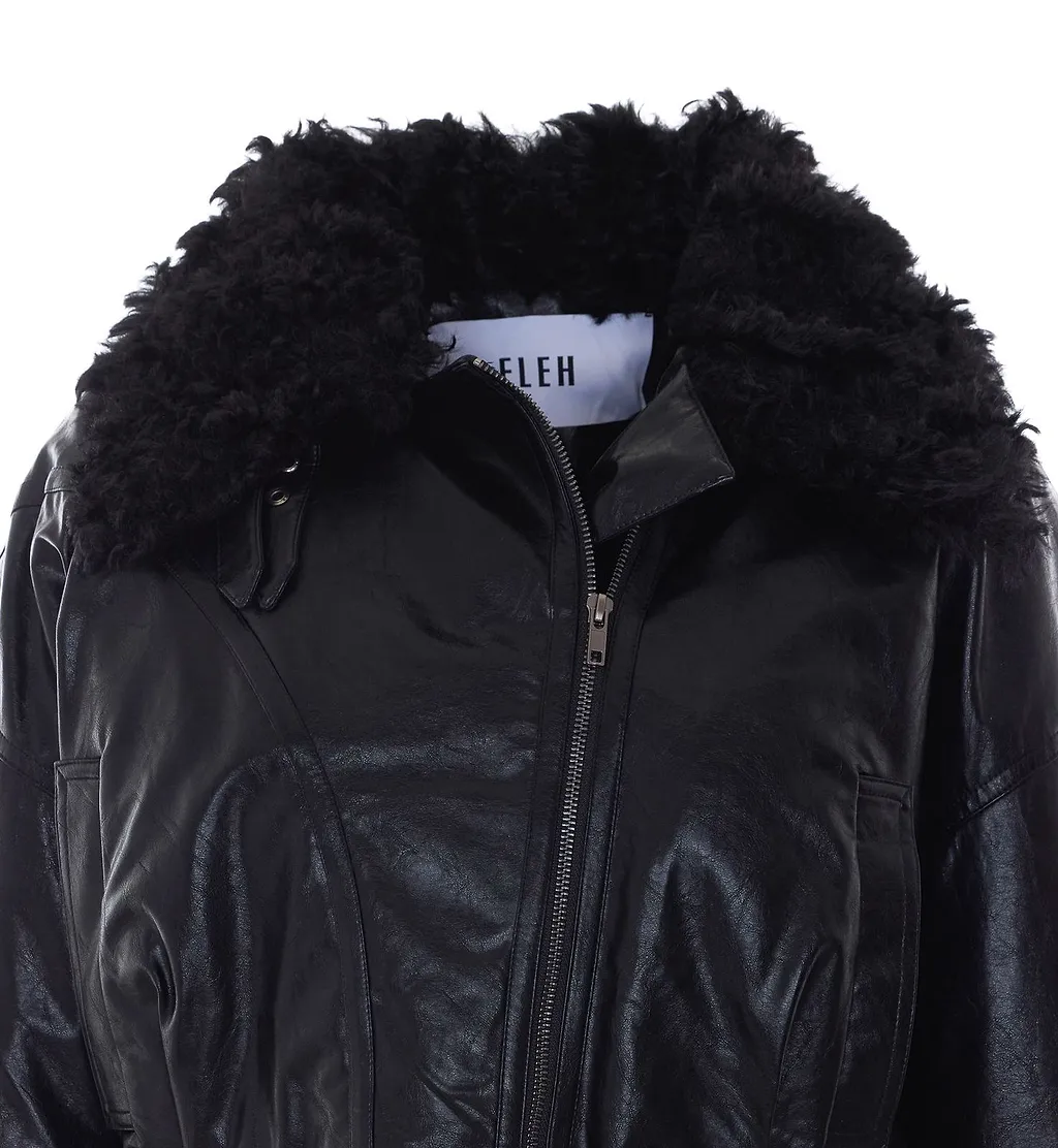 Eleh Cropped Faux Fur Trim Jacket