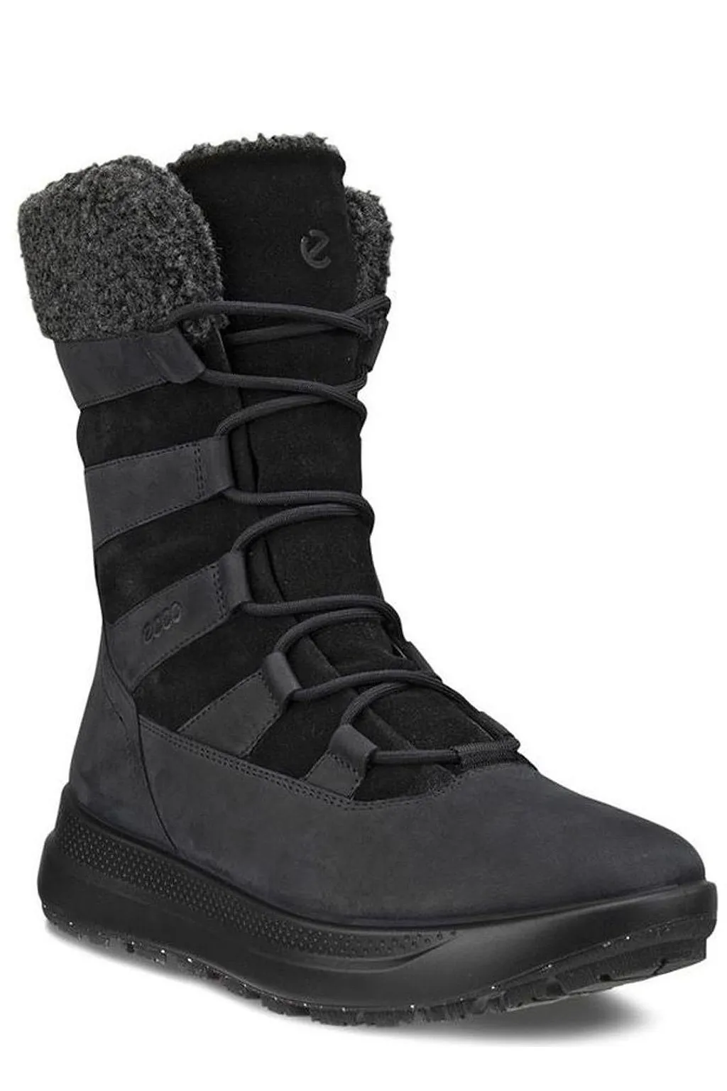Ecco Solice Faux Shearling Lace-Up Boots