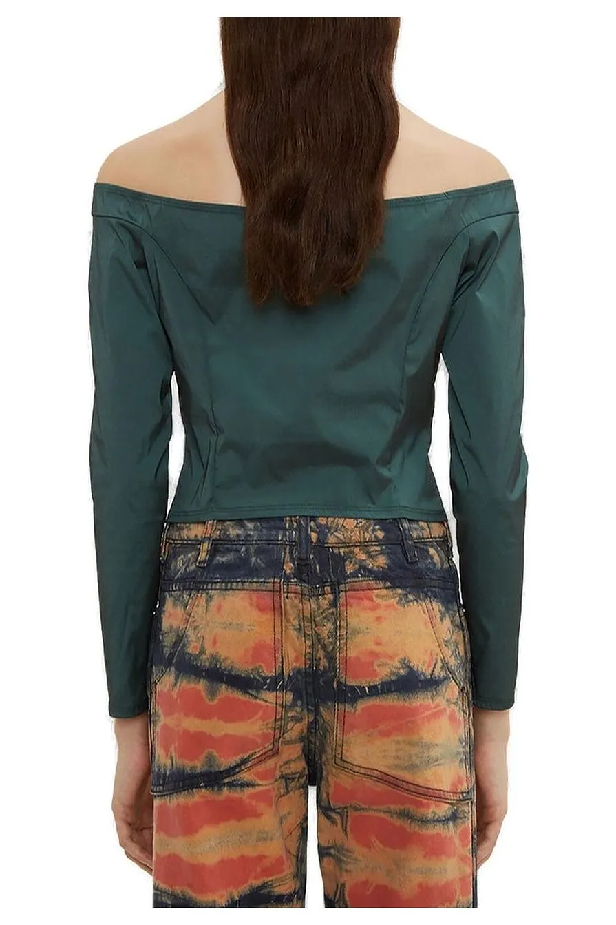 Eckhaus Latta Off Shoulder Corset Blouse