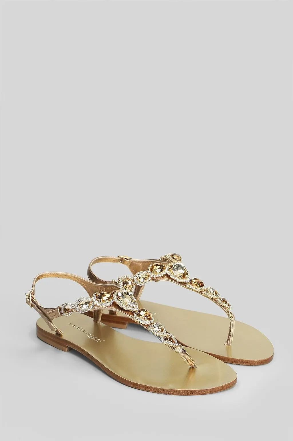 Eddicuomo Embellished T-Strap Buckled Sandals