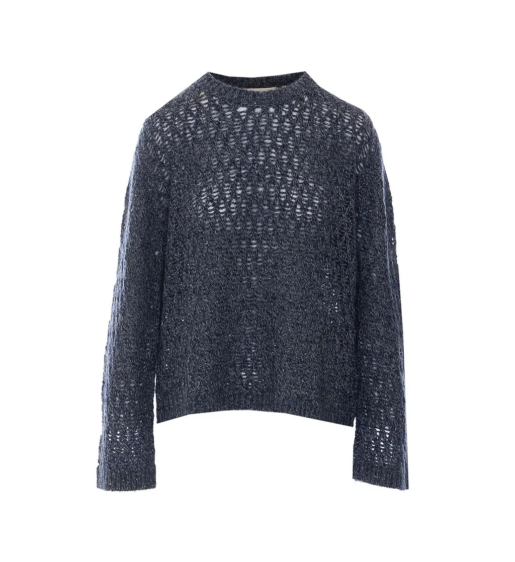 Eleh Open-Knit Sequined Knitted Sweater