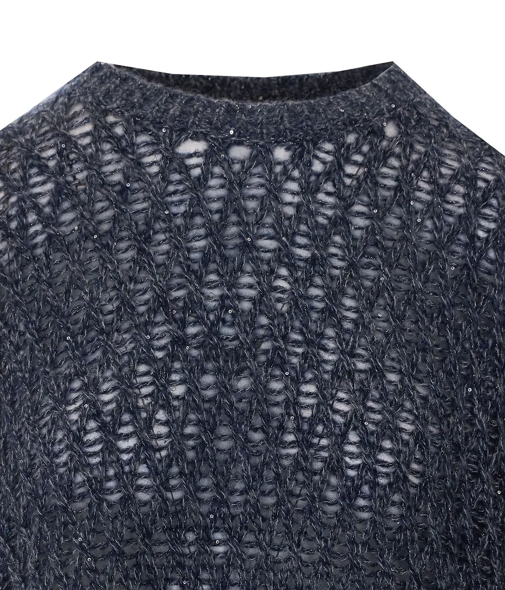 Eleh Open-Knit Sequined Knitted Sweater